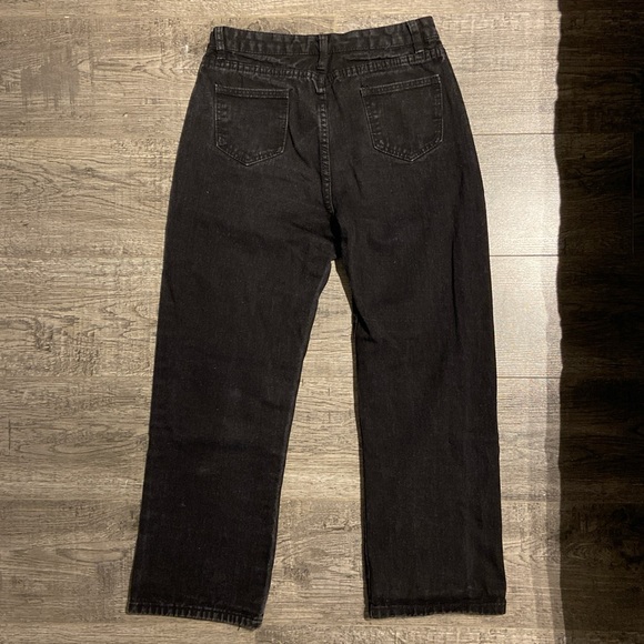 🩻 BLACK STRAIGHT PANTS WITH BUTTERFLY MOTIF - Picture 2 of 5